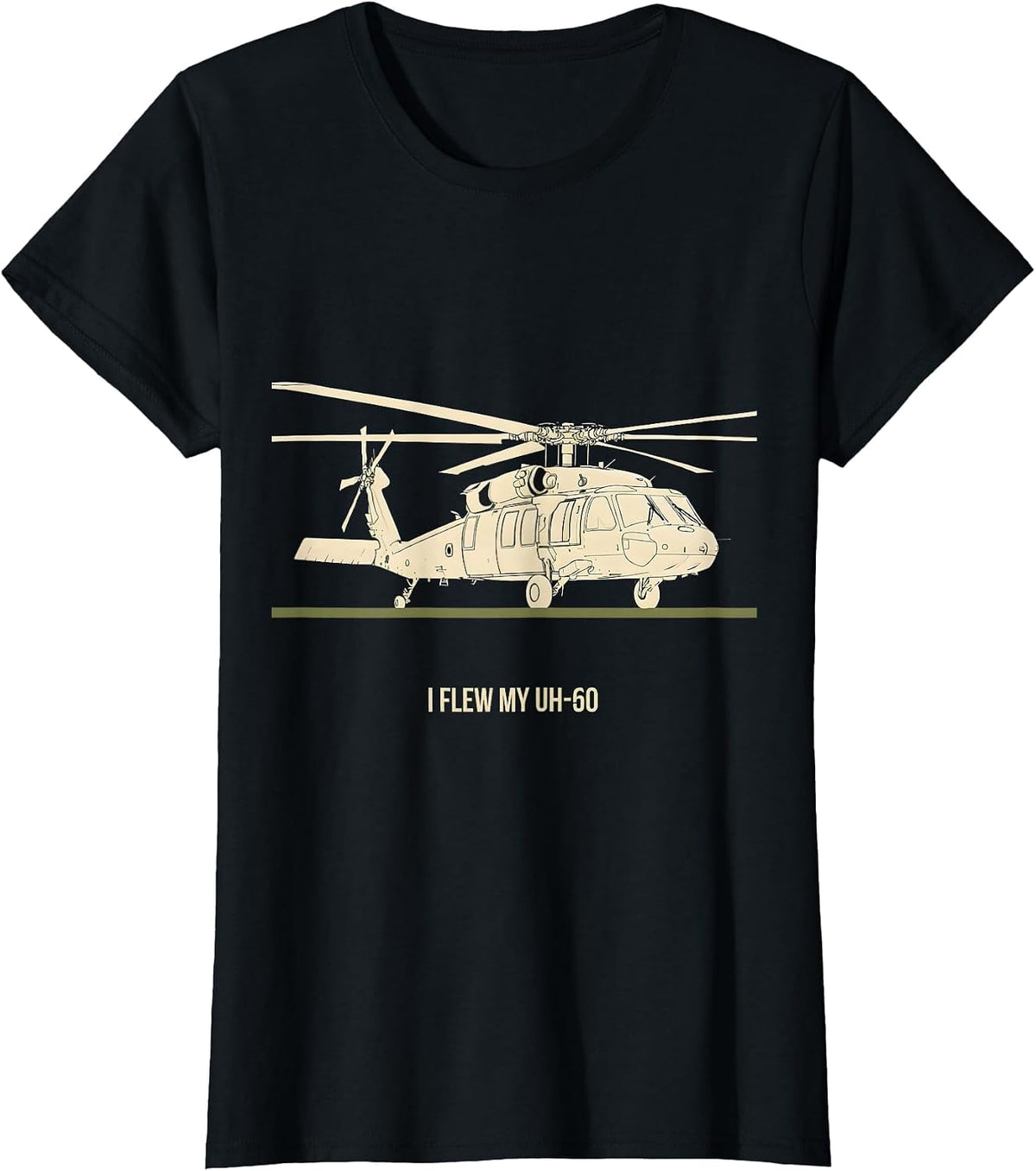 Women's I Flew My UH-60 Military Helicopter Pilot Aviation Veteran T-Shirt - Black