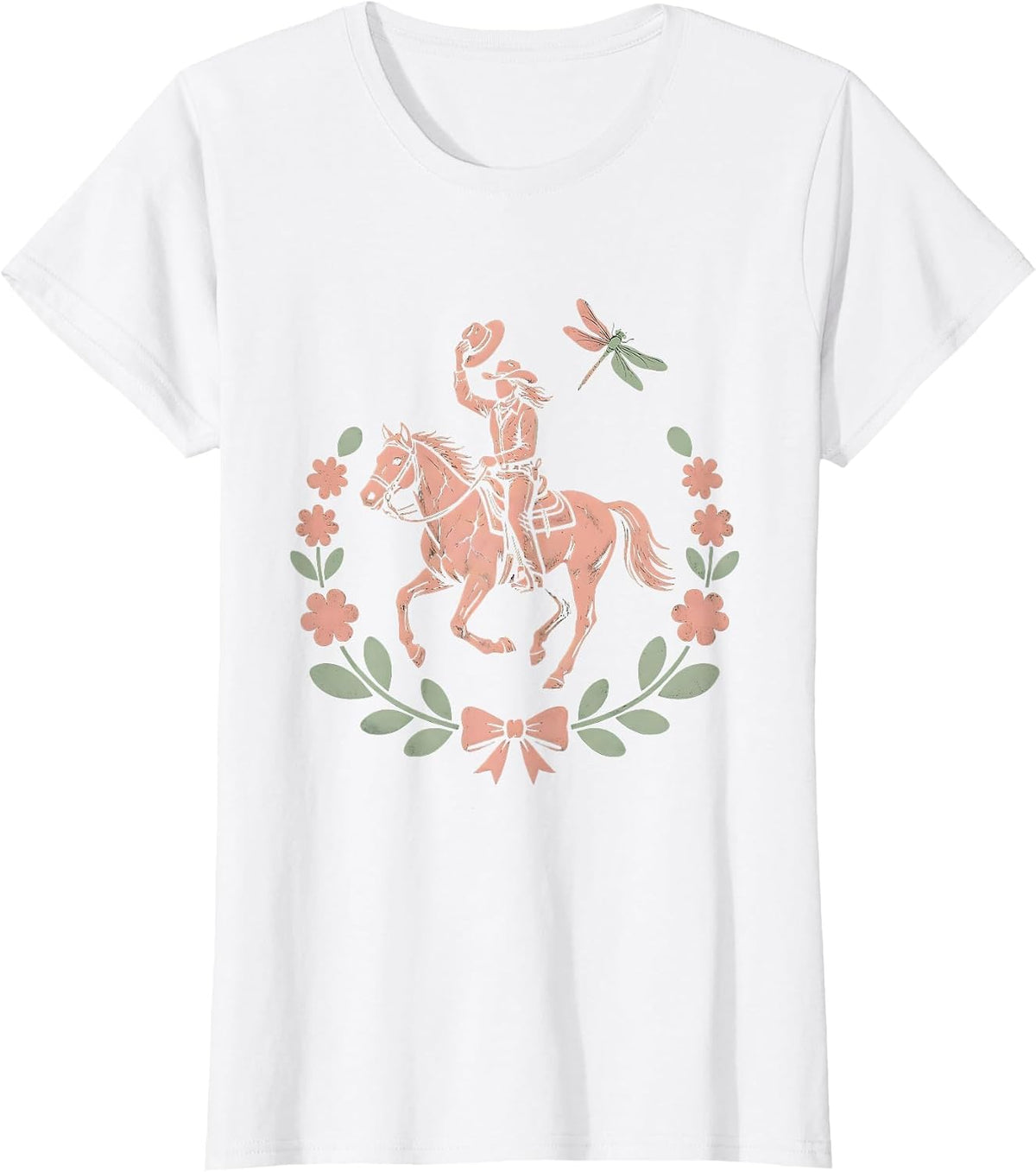 Cowgirl Trick Riding Horseback Graphic Tee T-Shirt - White