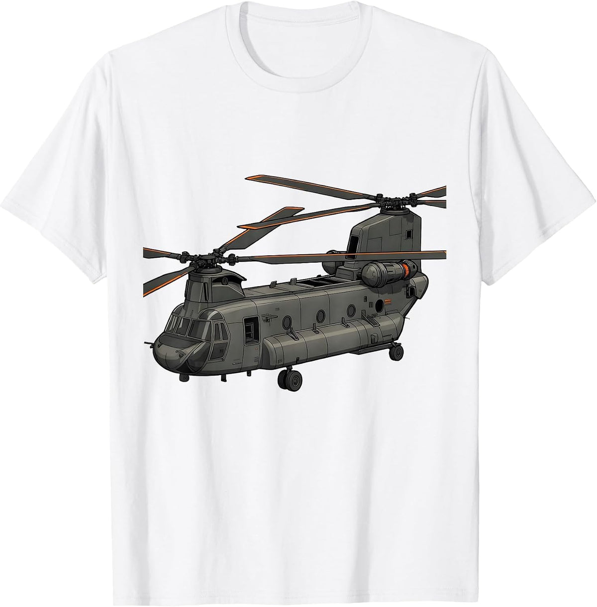 Men's Exploded Tandem-Rotor Helicopter Military Enthusiast T-Shirt - White