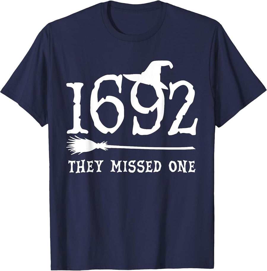 1692 They Missed One Halloween Feminist Witch Trials Womens T-Shirt - Navy Blue