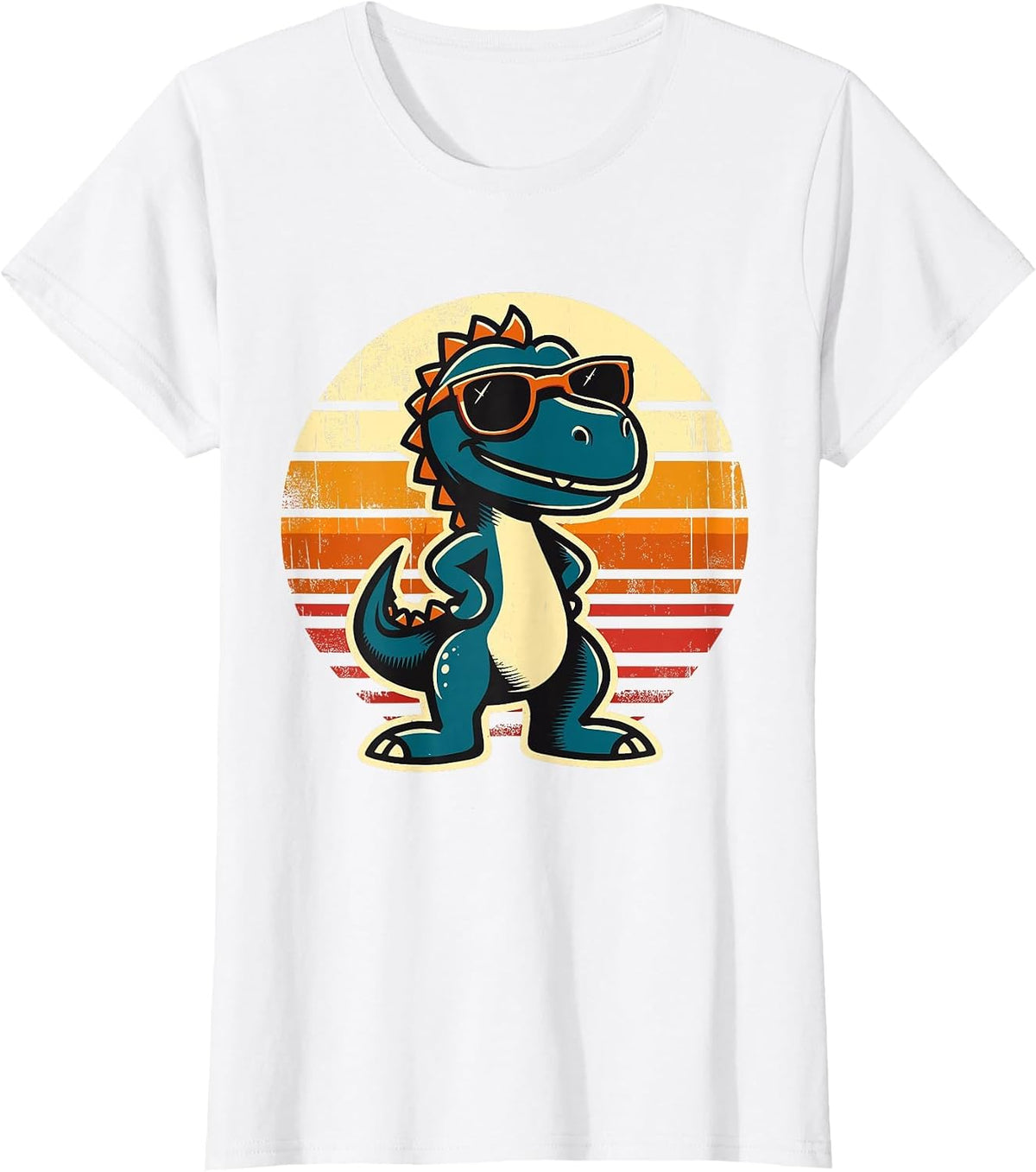Dinosaur T-Rex Retro Funny Dinosaur T-Shirt - White