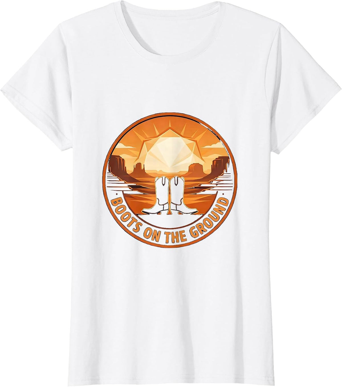 Women's Boots On The Ground Western Design T-Shirt - White