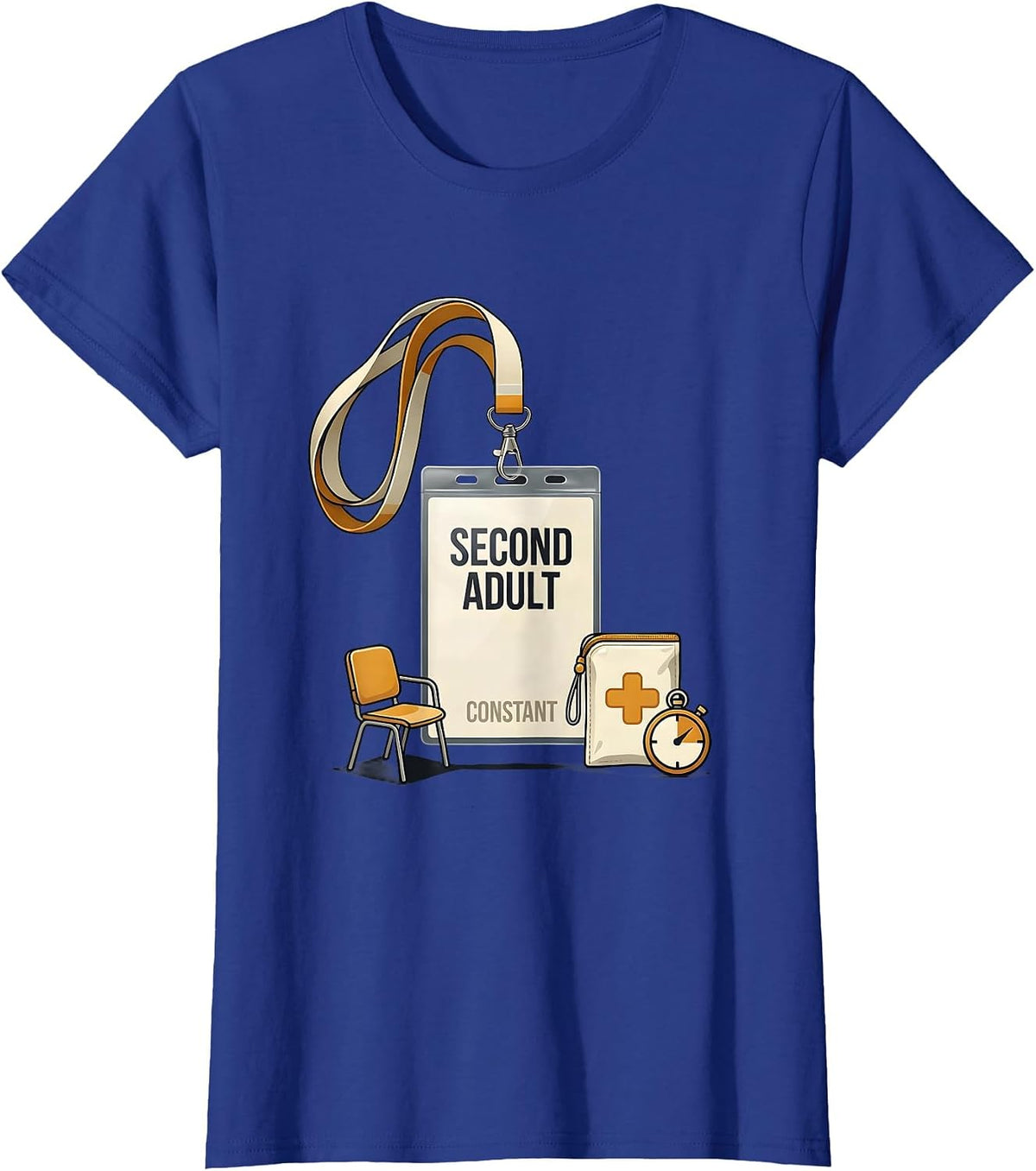 Women's Second Adult Constant Editorial Conceptual Paraeducator Back T-Shirt - Royal Blue