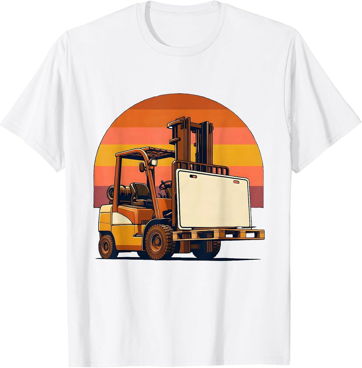 Men's Forklift Lifting License Retro 70s Warehouse Worker Humor T-Shirt - White