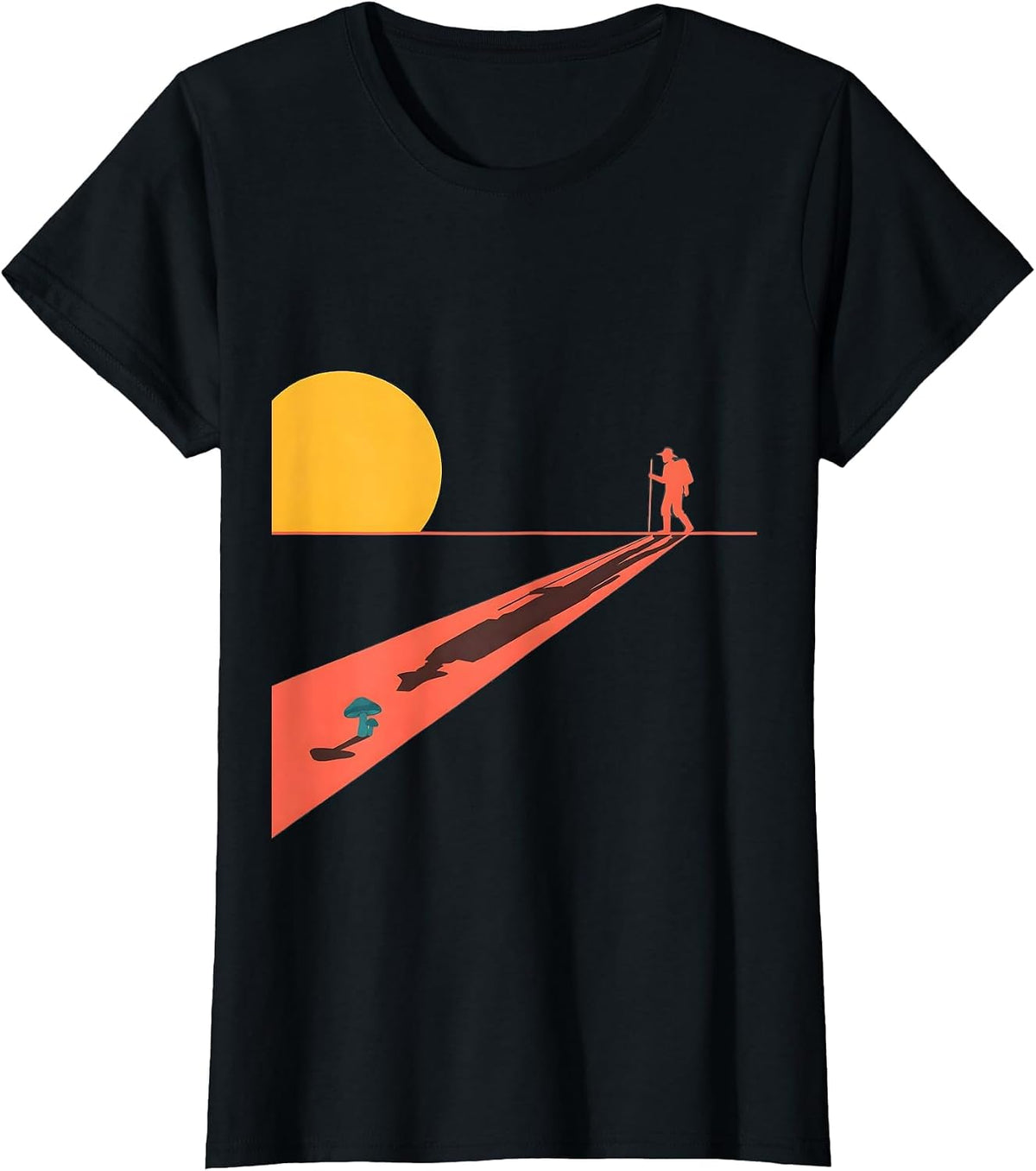 Golden Sun Morel Shadow Flat Vector Forager Humor T-Shirt - Black