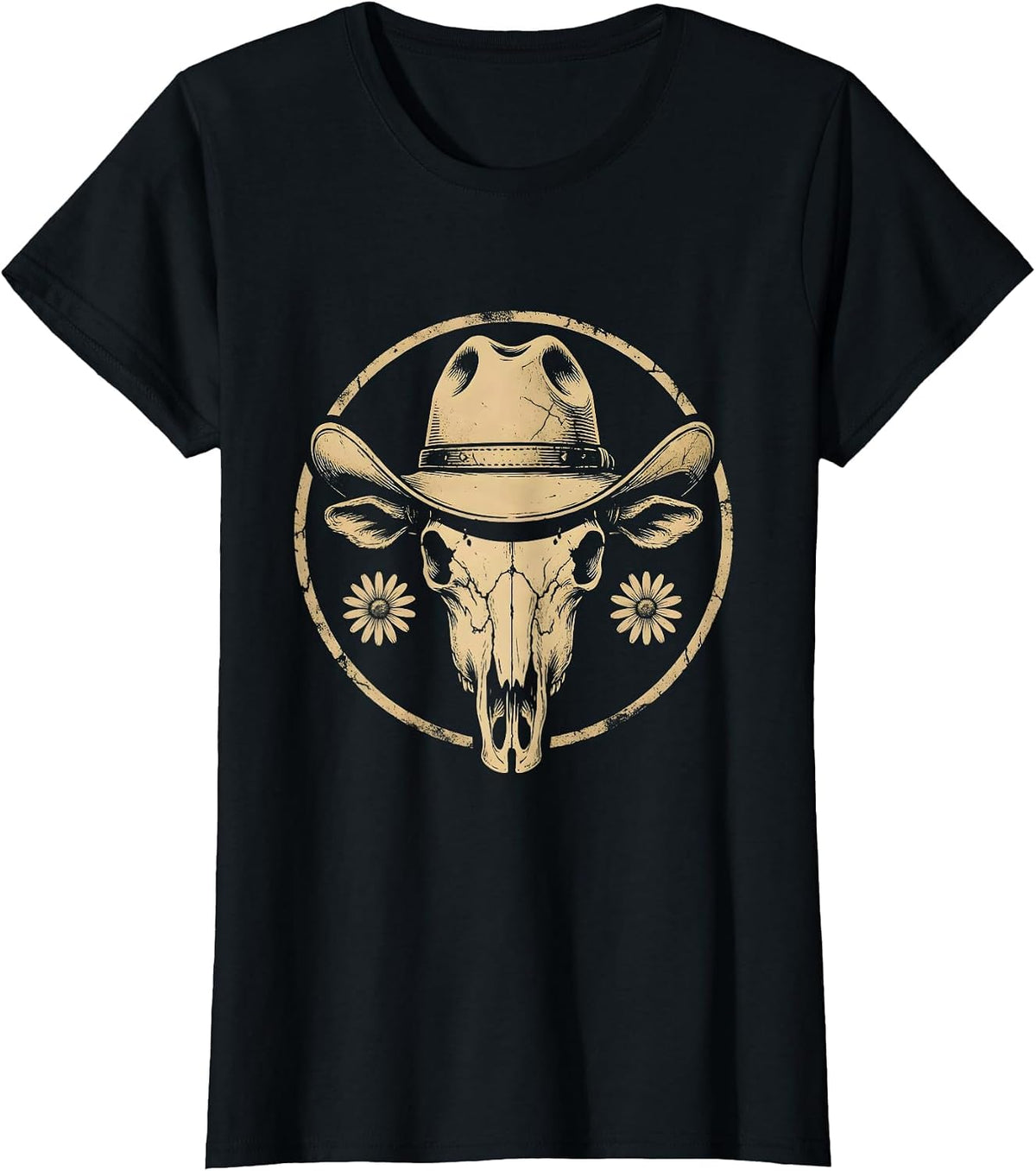 Western Hat Fierce Eyes Rodeo Graphic Design T-Shirt - Black