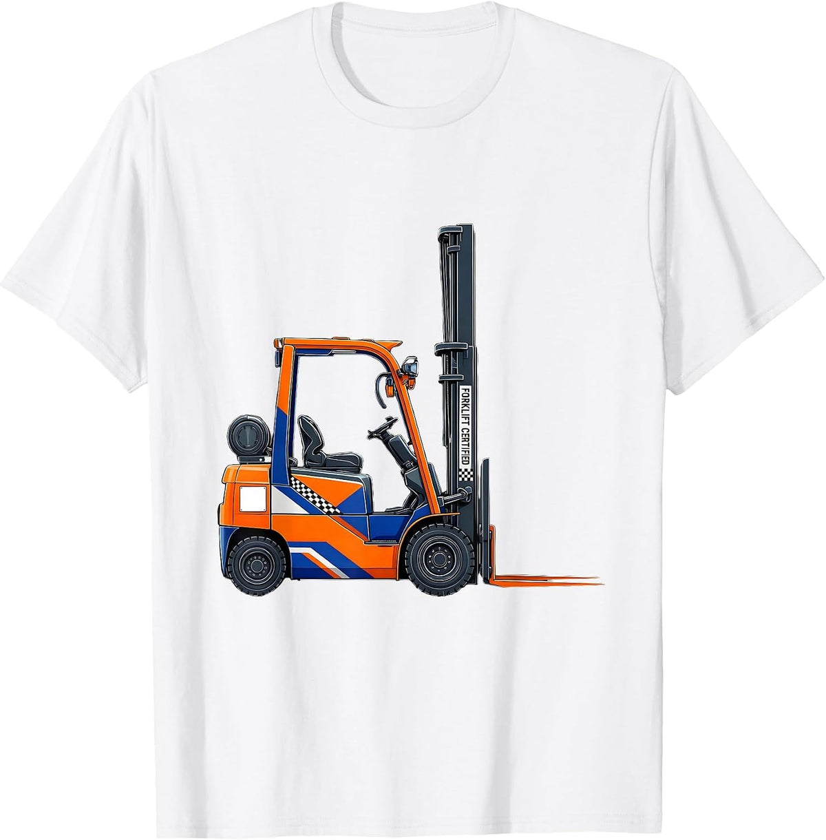 Men's Forklift Certified Funny Construction Worker Heavy Equipment T-Shirt - White