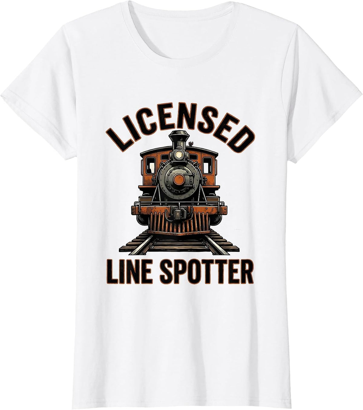 Licensed Line Spotter Funny Train Enthusiast Conductor Humor T-Shirt - White