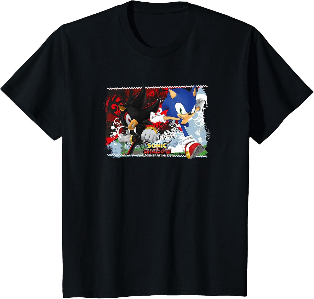 Sonic the Hedgehog, Sonic X Shadow Generations - Split T-Shirt - Black