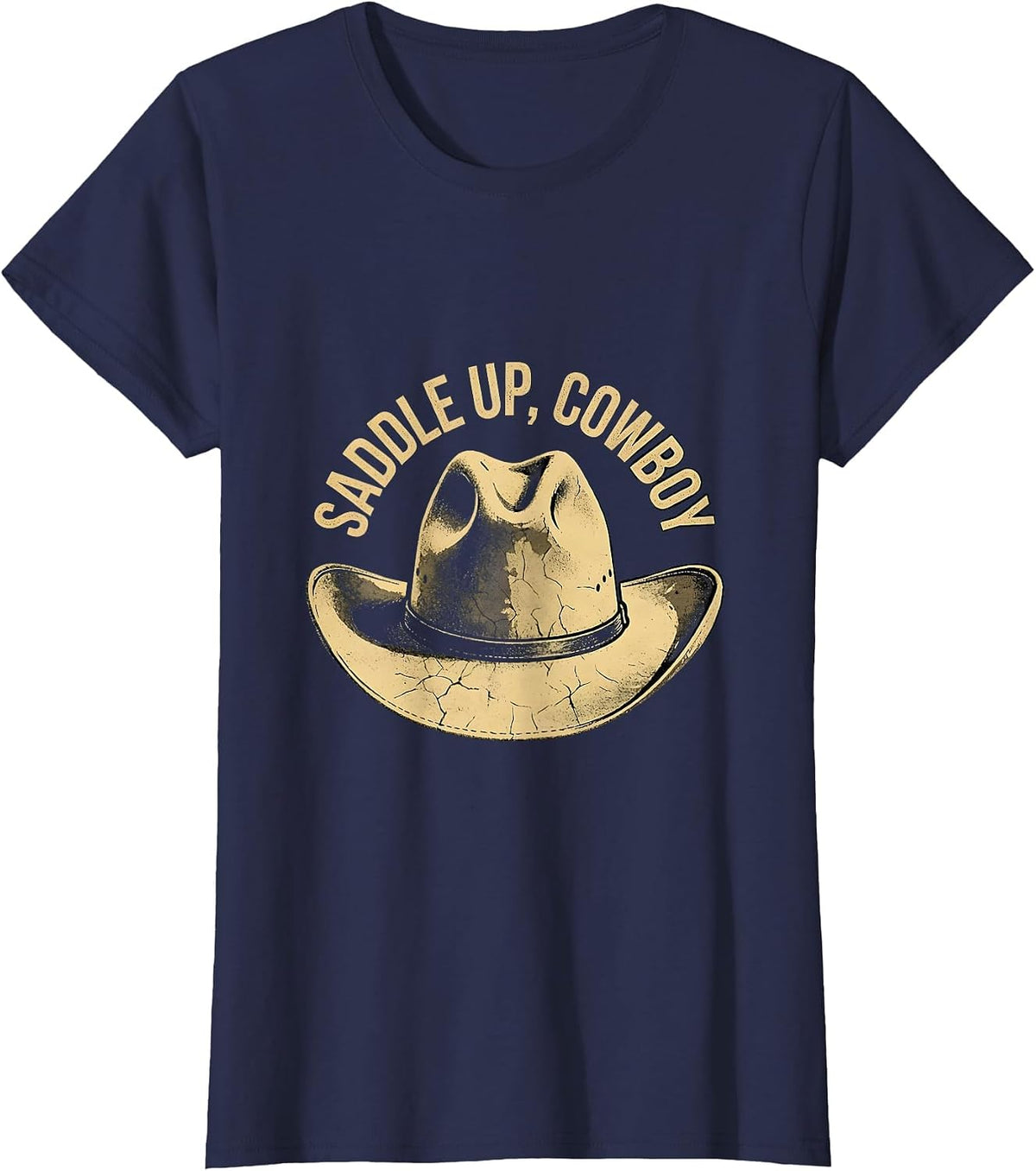Women's Saddle Up Cowboy Western Graphic Design T-Shirt - Navy Blue