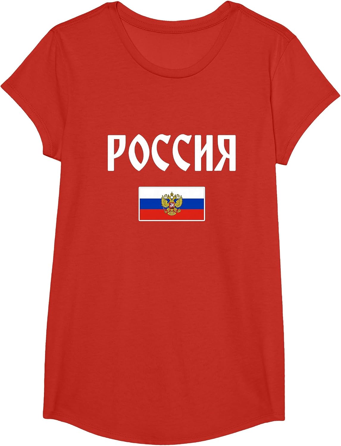 Russia Russian Flag Cyrillic T-Shirt - Girls Red