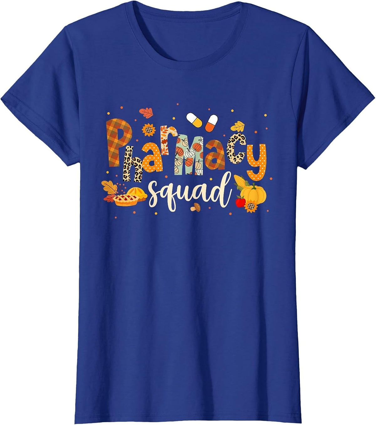 Funny Pharmacy Squad Pharmacist Thanksgiving Fall Pumpkin T-Shirt - Royal Blue