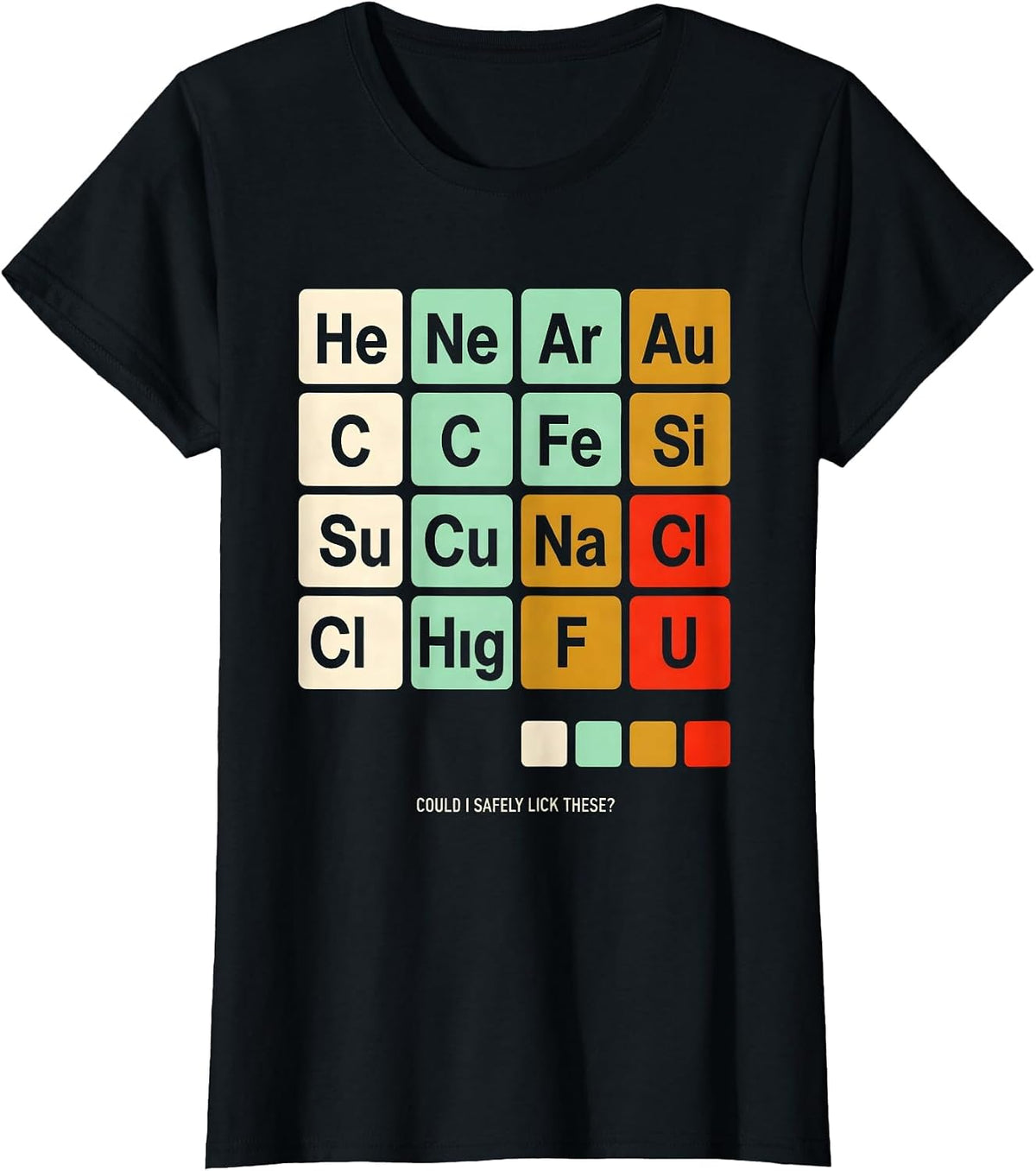 Could I Safely Lick These Funny Periodic Table Science T-Shirt - Black