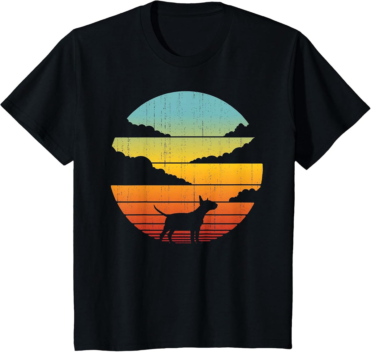 Bull Terrier Retro Vintage 60s 70s Sunset Dog Lovers Men T-Shirt - Black