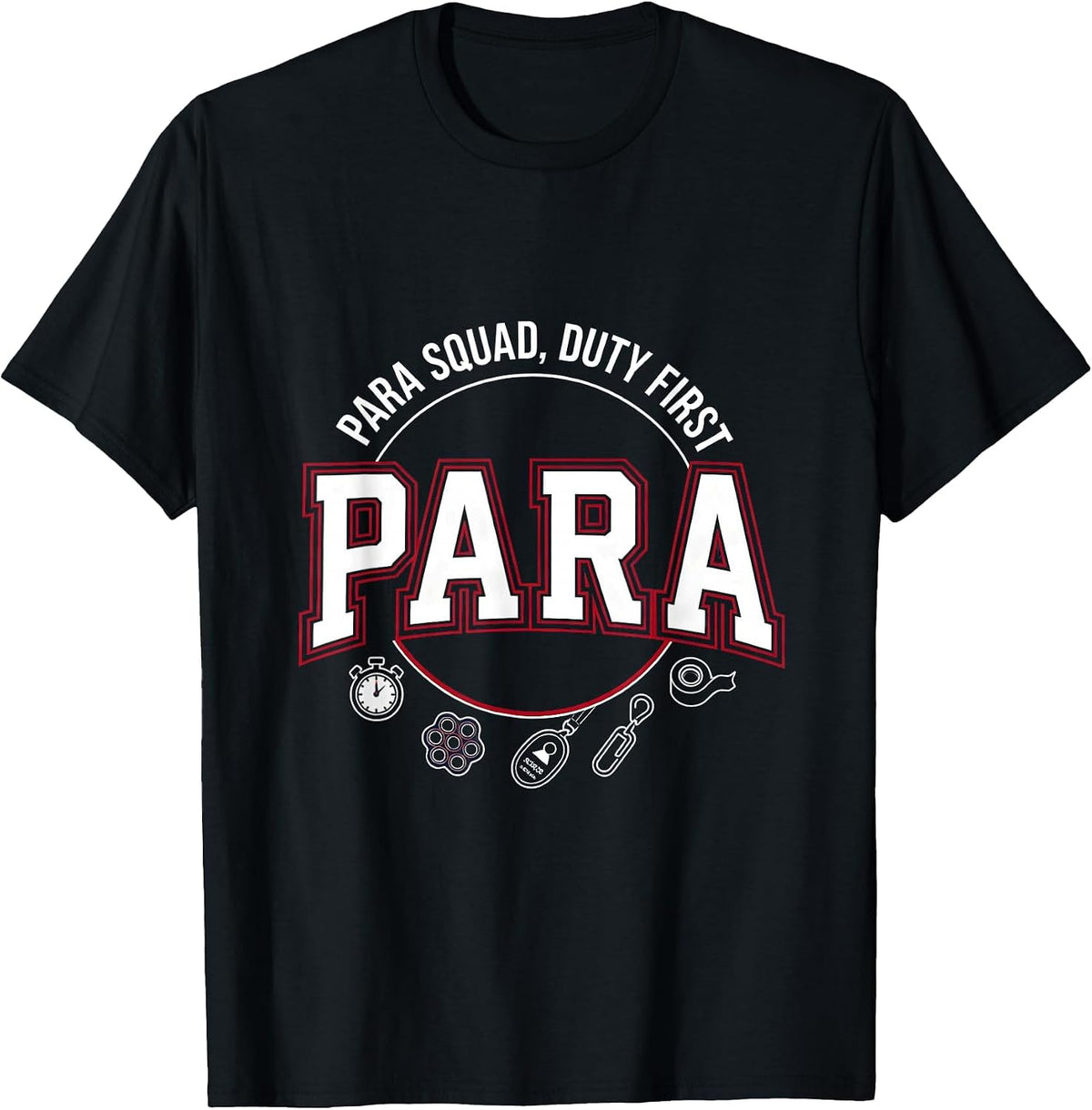 Men's Para Squad Duty First Sports Paraeducator Back To School T-Shirt - Black