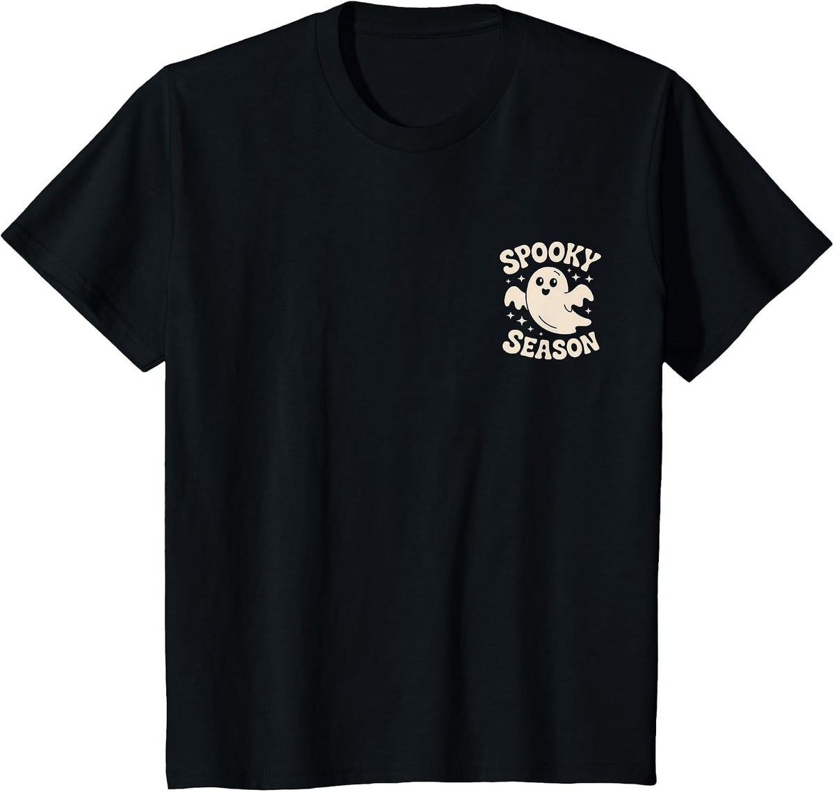 Halloween Ghost Spooky Season Costume Pocket Men Women Kids T-Shirt - Black