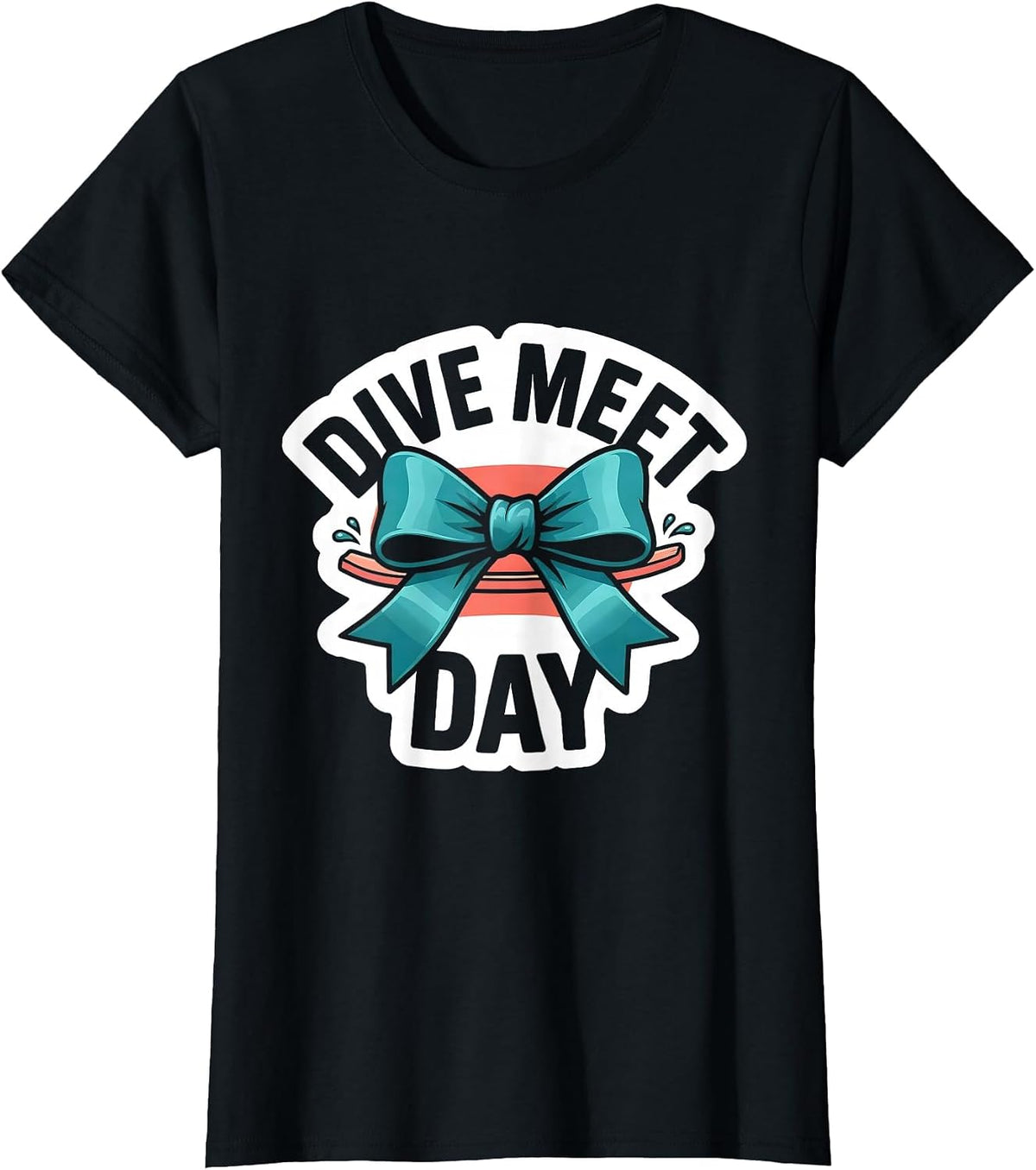 Dive Meet Day Cute Coquette Bow State Pride Sticker T-Shirt - Black