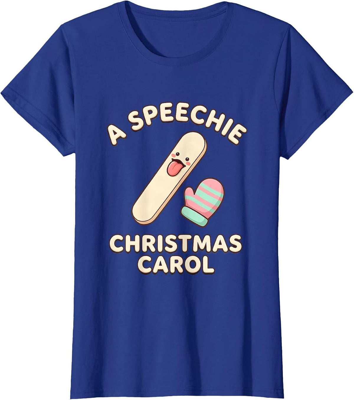 Women's A Speechie Christmas Carol Cute Kawaii Speech Therapist SLP T-Shirt - Royal Blue
