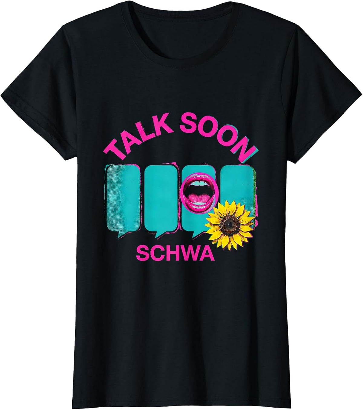 Talk Soon Schwa Retro Speech-Language Pathologist SLP T-Shirt - Black