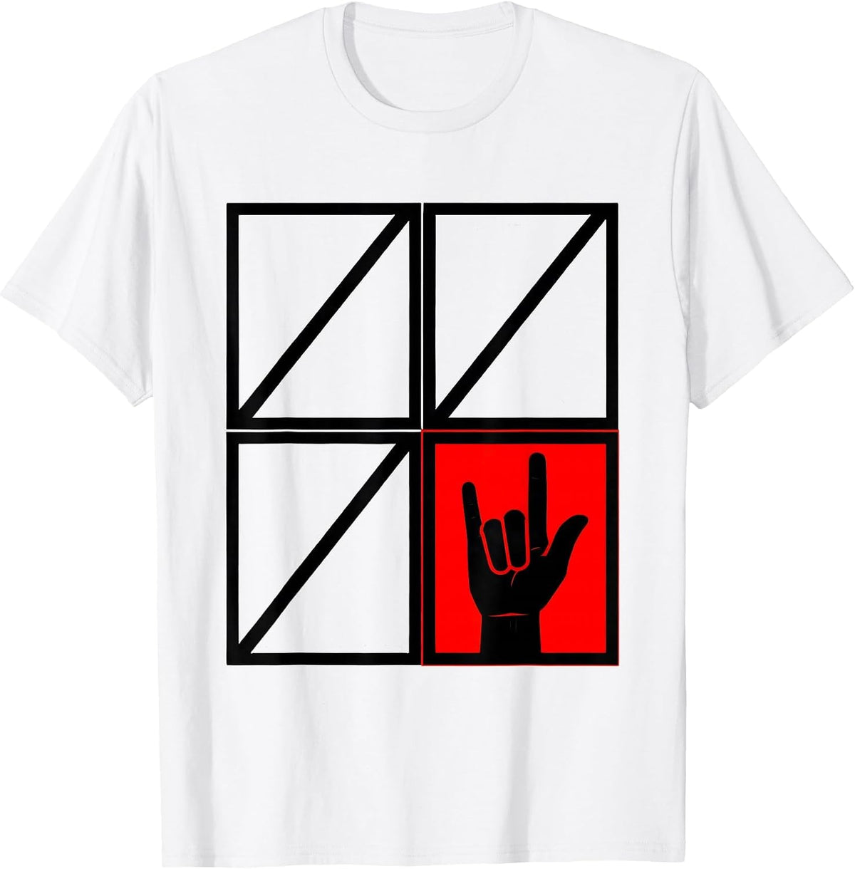 Men's ASL Numeral One Handshape Geometric Deaf Awareness T-Shirt - White