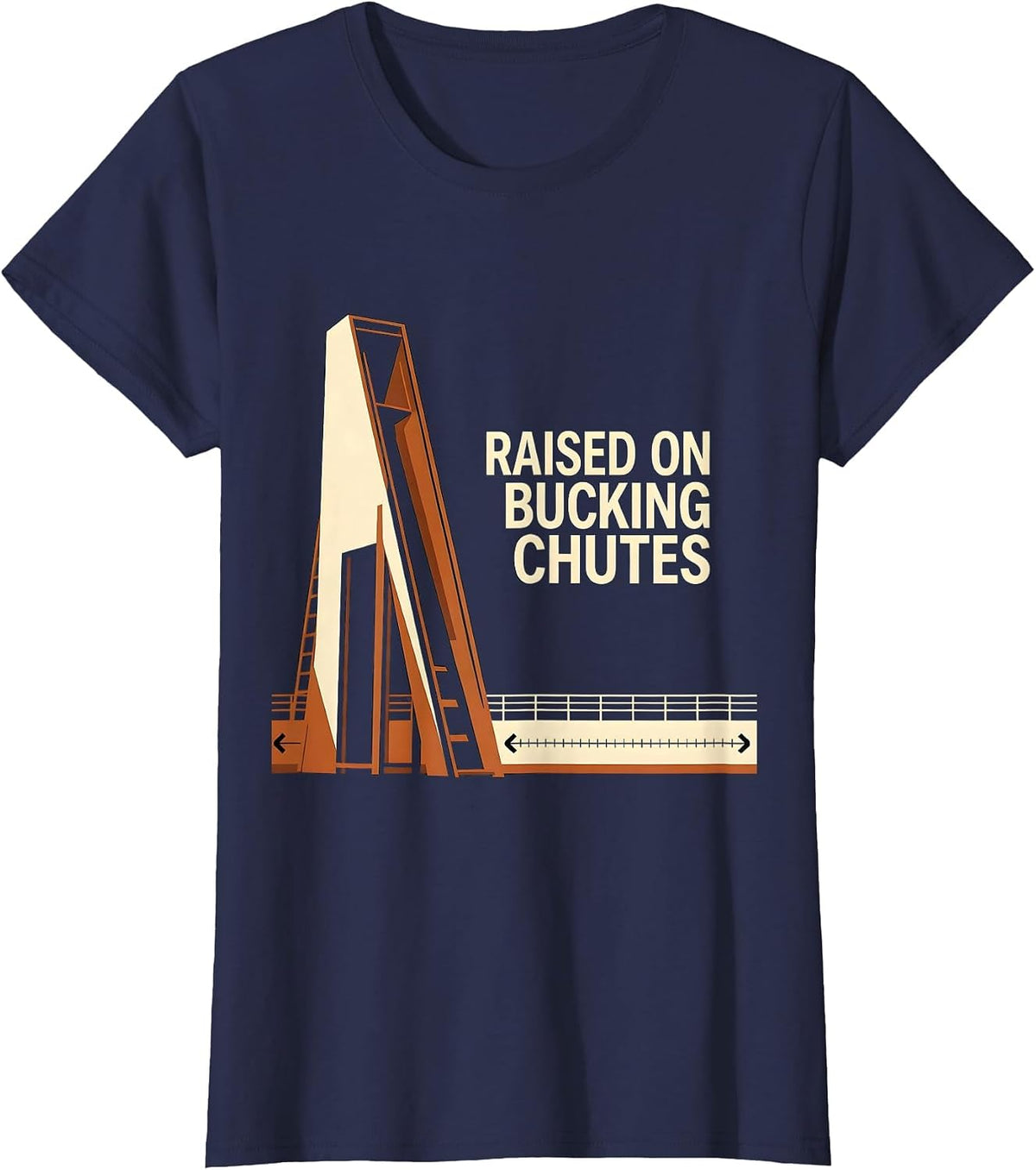Women's Raised On Bucking Chutes Western Cowboy Rodeo Heritage Pride T-Shirt - Navy Blue