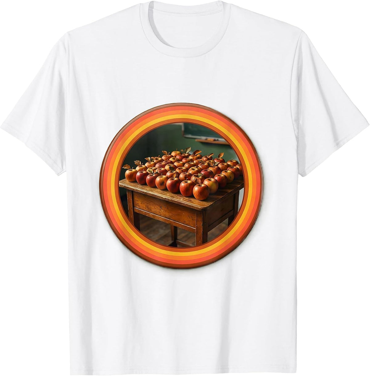 Men's PreK Teacher Apple Desk Illustration Gift T-Shirt - White