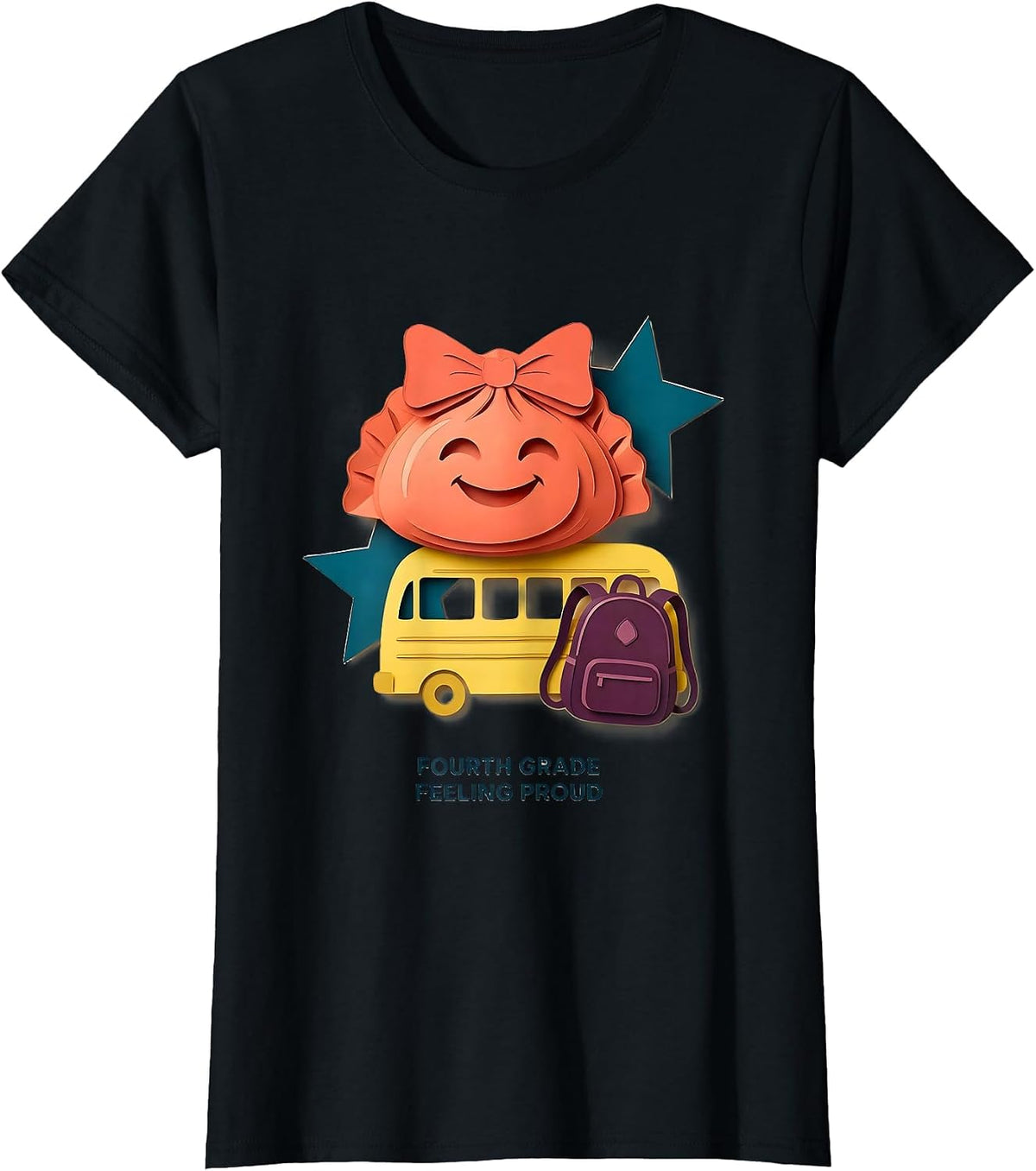 Fourth Grade Feeling Proud Kawaii Dumpling Back to School T-Shirt - Black