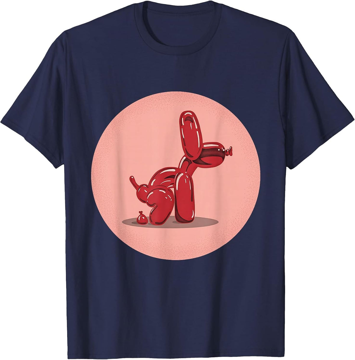 Funny Balloon Dog Pooping Vintage Style T-Shirt - Navy Blue