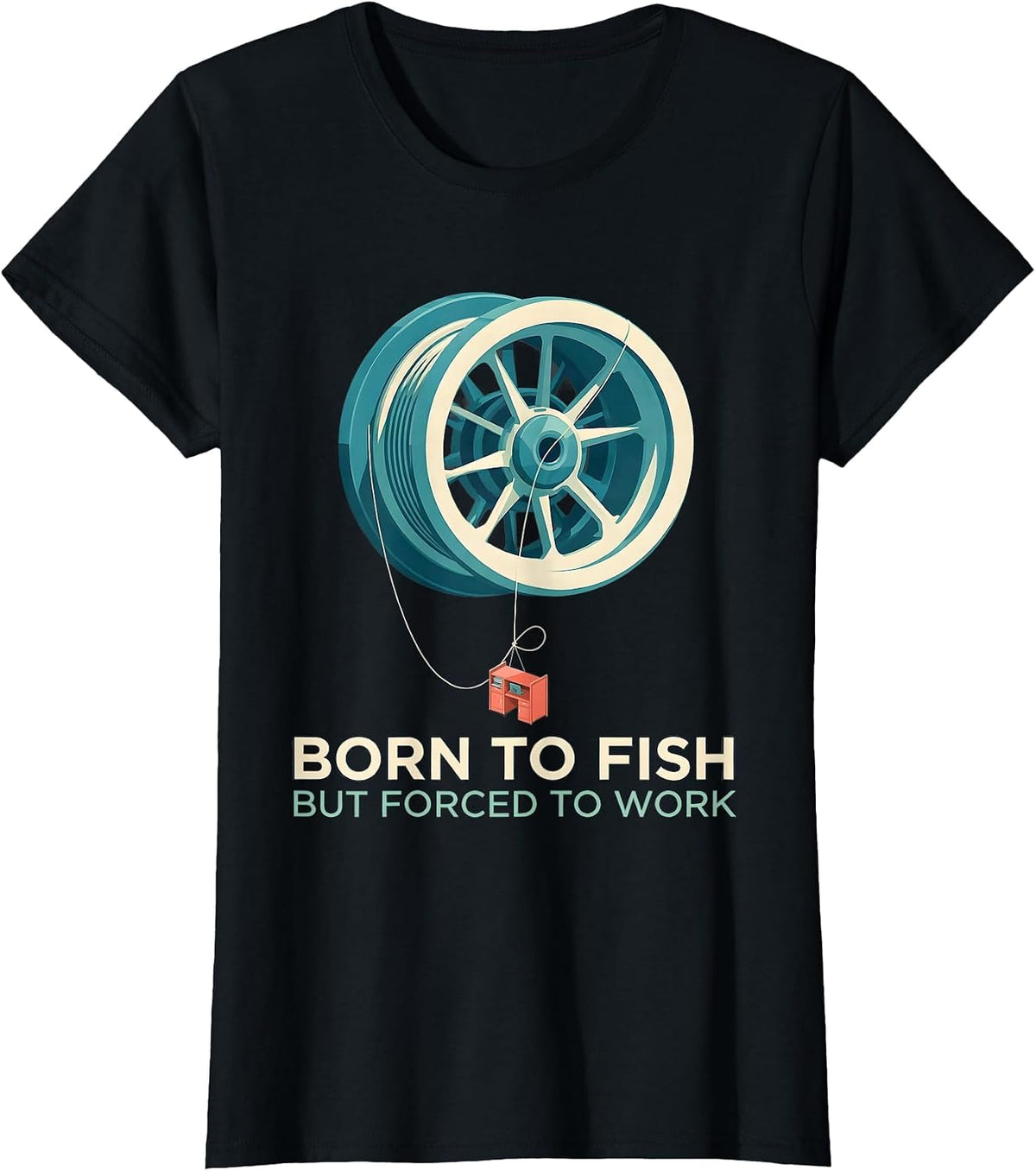Born to Fish but Forced to Work Funny Fishing Humor Gift T-Shirt - Black