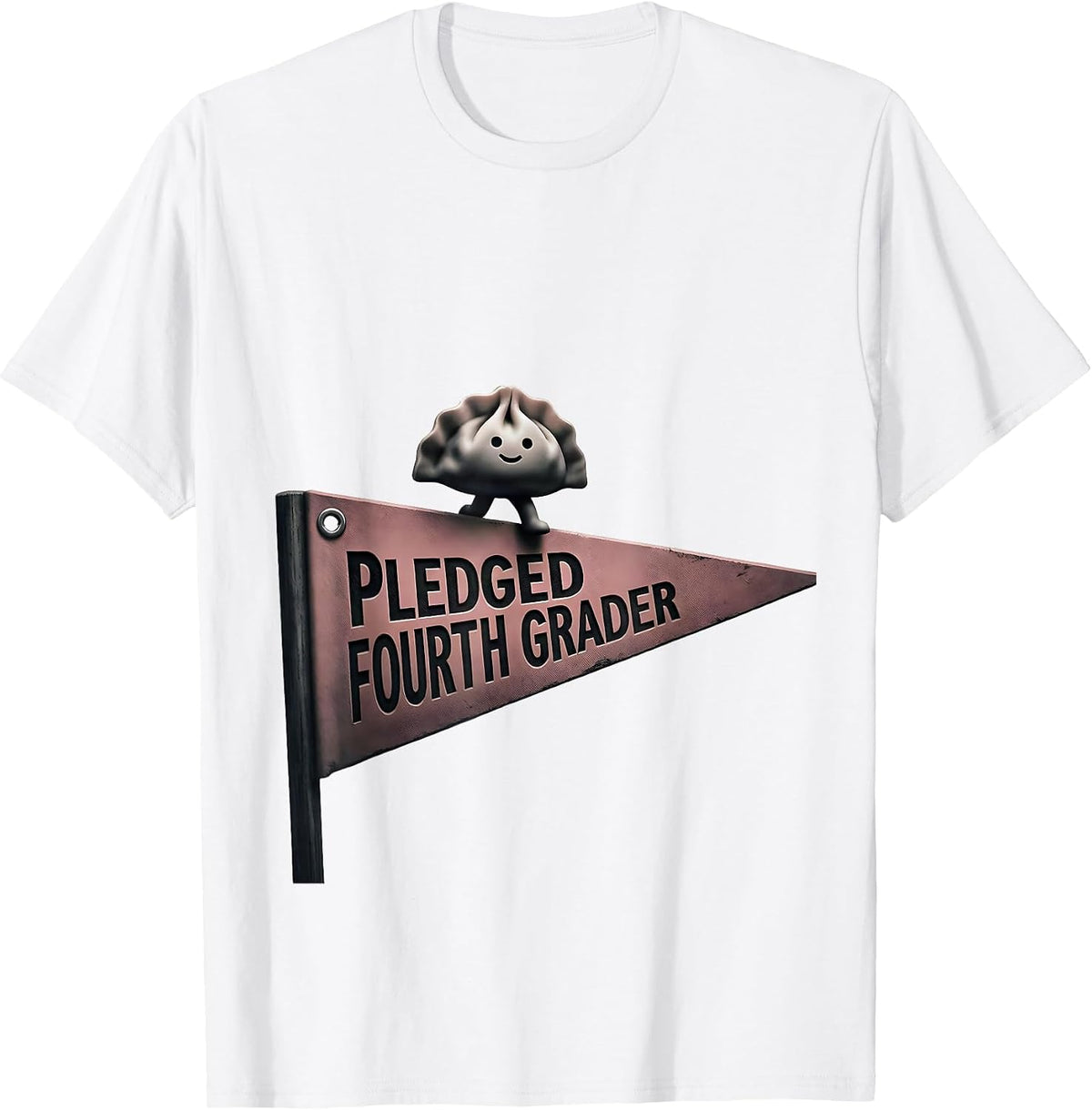 Men's Pledged Fourth Grader Kawaii Dumpling Girl Back to School T-Shirt - White