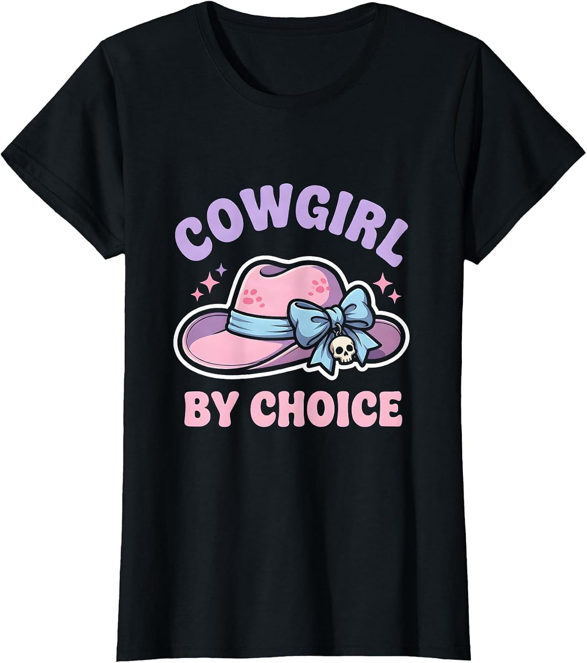 Women's Cowgirl By Choice Western Girls Design T-Shirt - Black