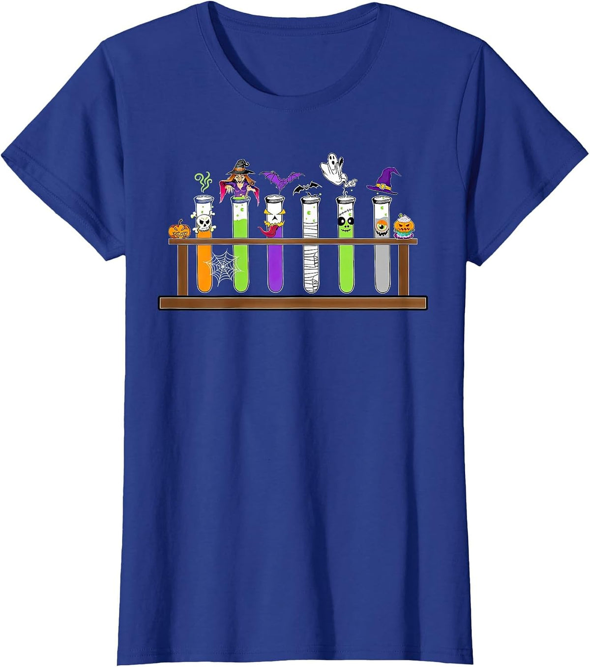 Test Tube Chemistry Nerd Science Teacher Spooky Halloween T-Shirt - Royal Blue
