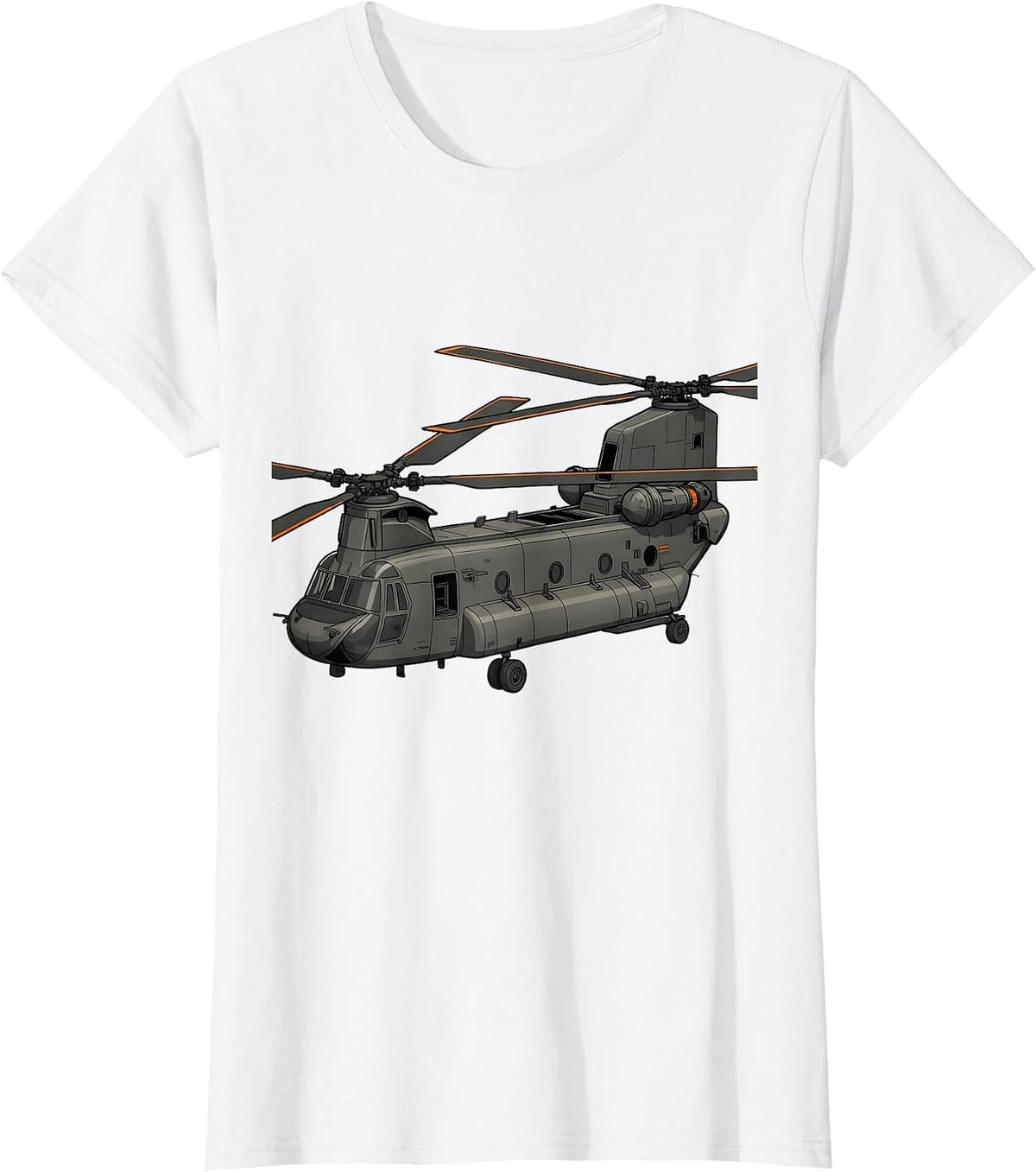 Women's Exploded Tandem-Rotor Helicopter Military Enthusiast T-Shirt - White