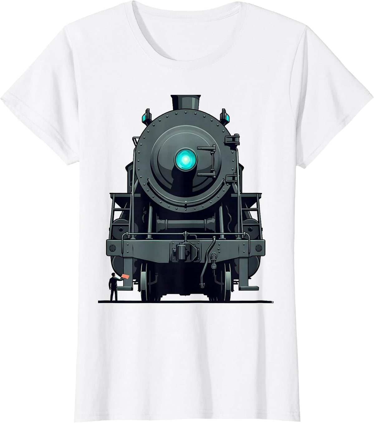 Women's Model Locomotive Flat Vector Train Enthusiast Humor T-Shirt - White