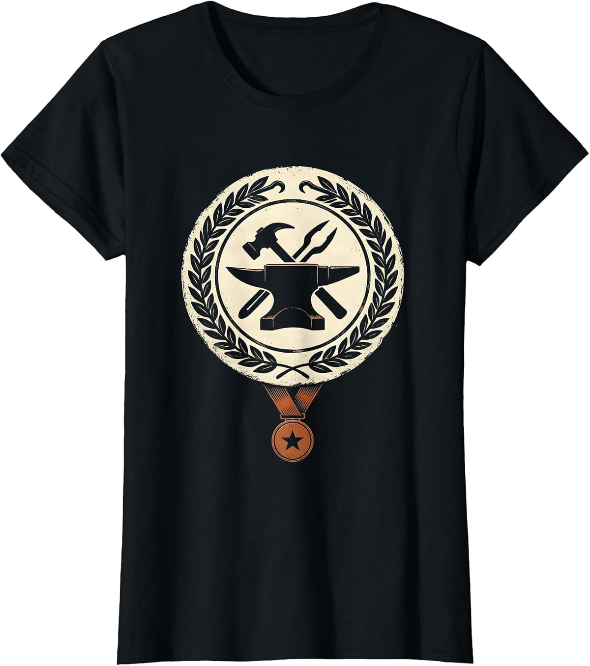 Sealed Anvil Wreath Vintage Blacksmith Trade Pride T-Shirt - Black