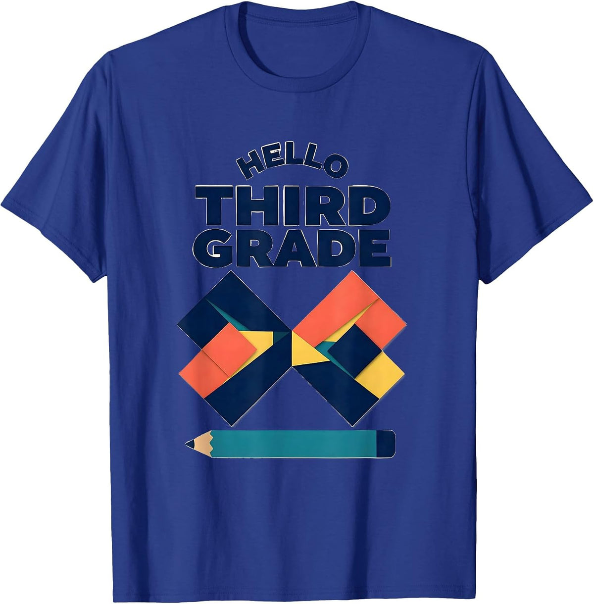 Hello Third Grade Cute Coquette Bow Back to School T-Shirt - Royal Blue