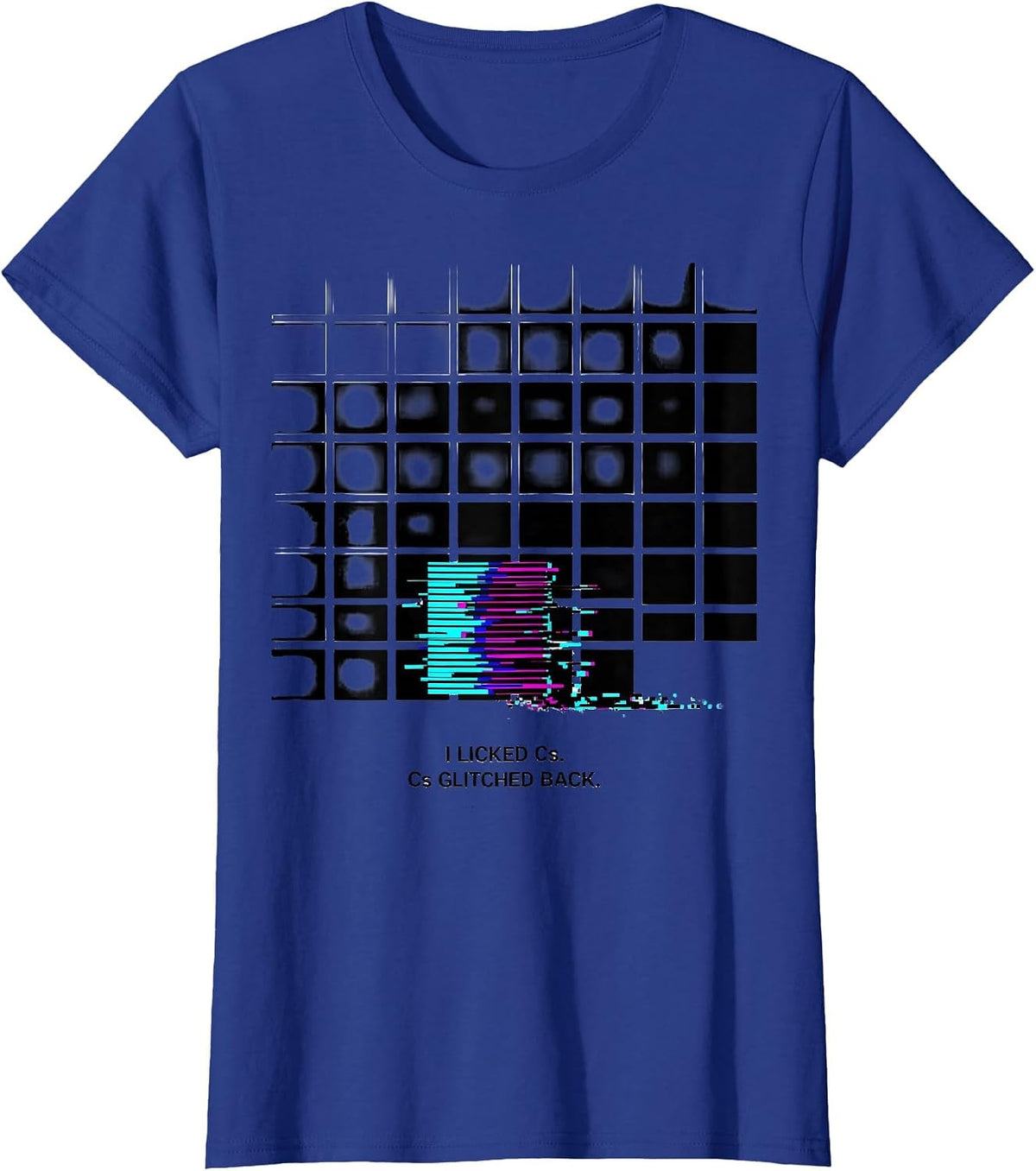 Women's I Licked Cs. Cs Glitched Back Funny Periodic Table Science T-Shirt - Royal Blue