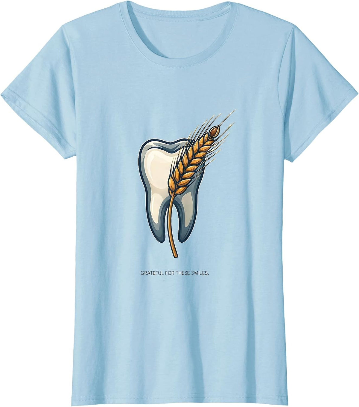 Grateful For These Smiles Funny Dental Christmas T-Shirt - Baby Blue