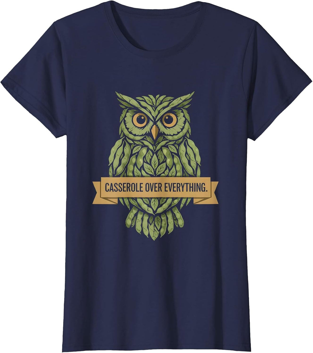 Women's Casserole Over Everything Green Bean Casserole Design T-Shirt - Navy Blue