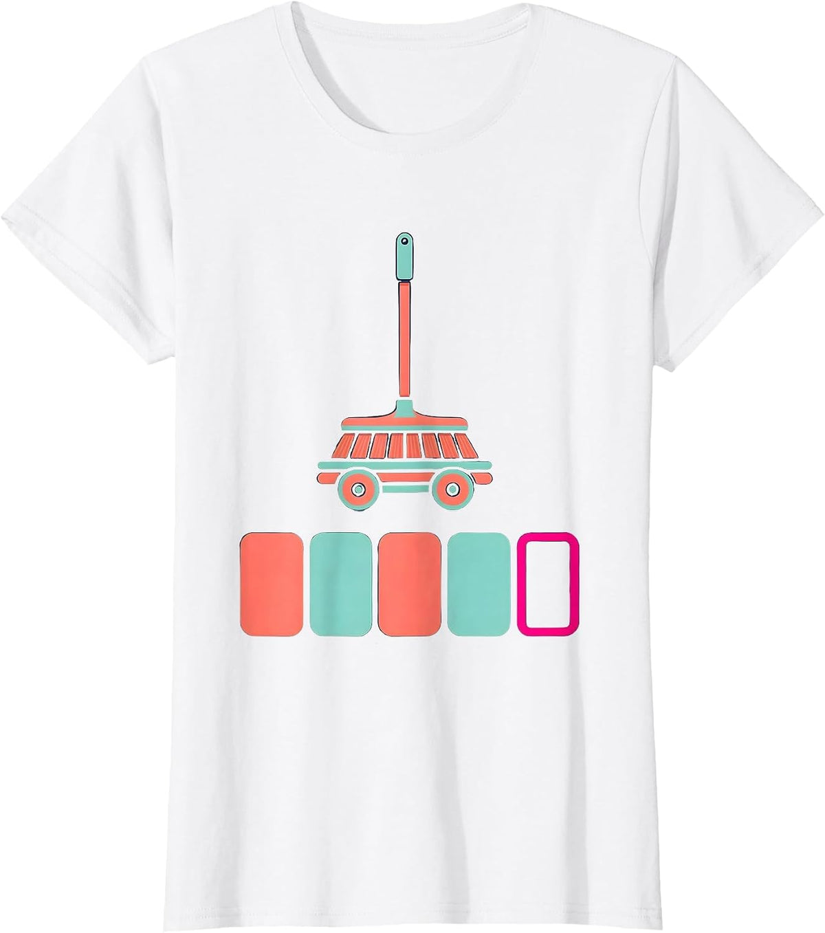 Janitor Push Broom Meter Bars Retro Custodian Appreciation T-Shirt - White