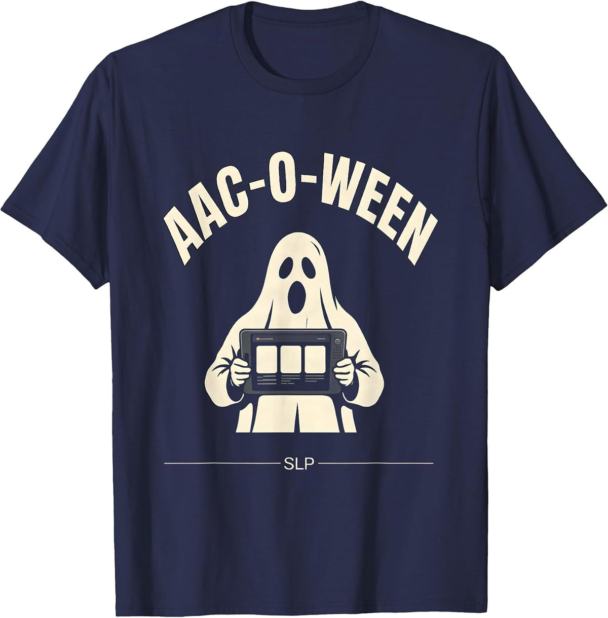 Men's AAC-O-Ween SLP Speech Language Pathology Halloween Therapist T-Shirt - Navy Blue