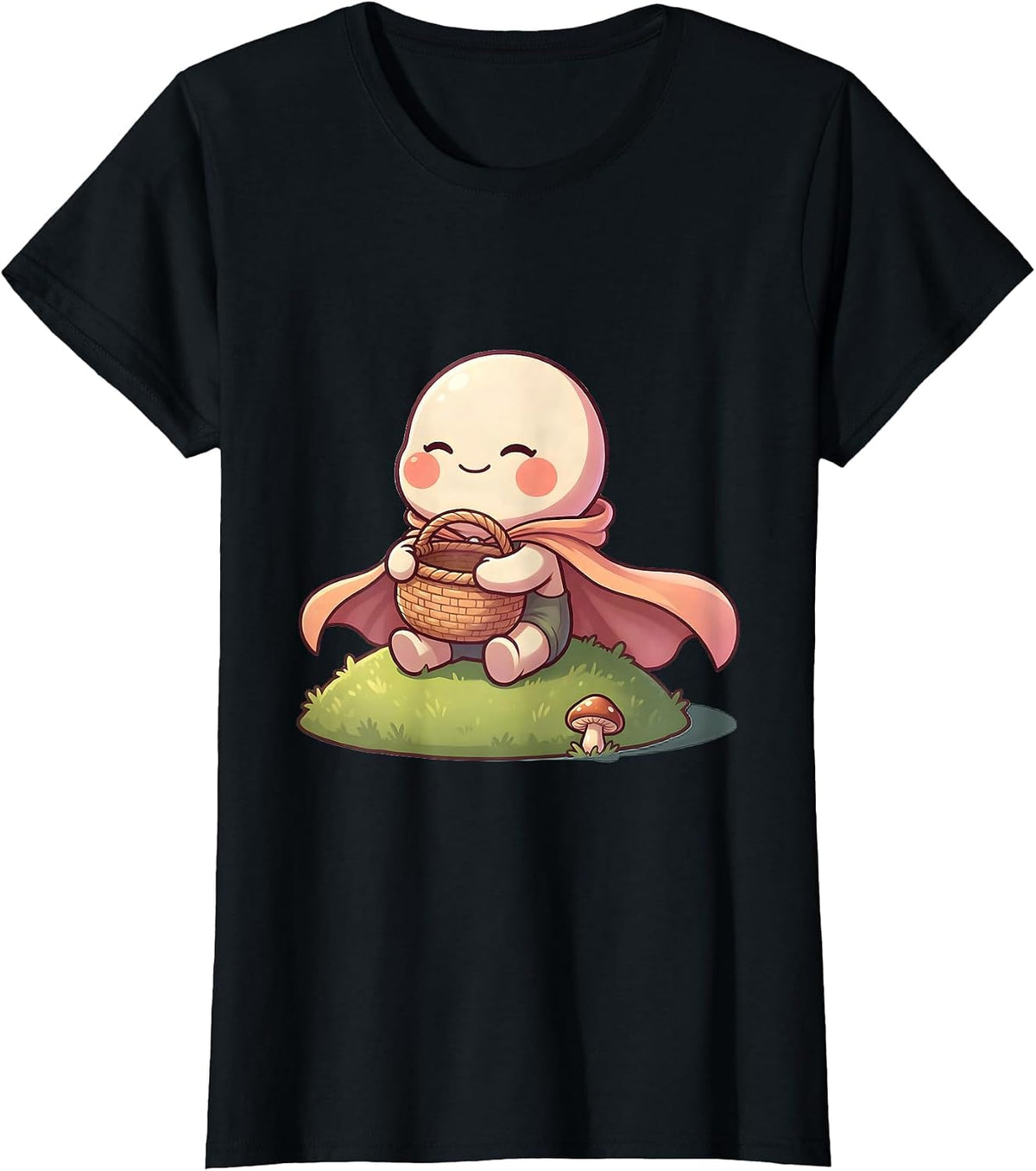 Chibi Forager Cute Kawaii Morel Hunter Gift T-Shirt - Black