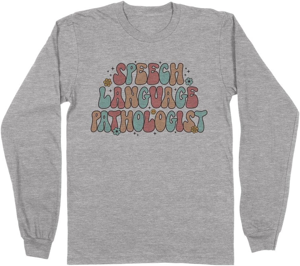 Retro Speech Language Pathologist Long Sleeve Shirt Unisex - Grey