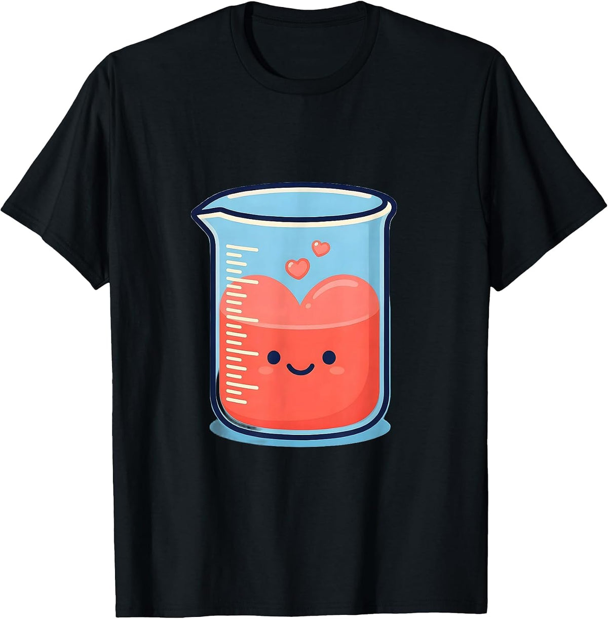 Men's Cheerful Science Beaker Kawaii Teacher Valentine Gift T-Shirt - Black