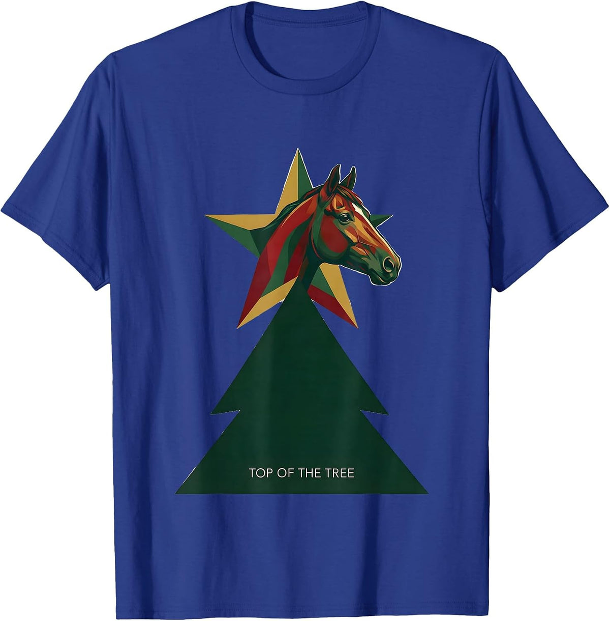 Top Of The Tree Horse Lover Christmas Pajama Humor T-Shirt - Royal Blue