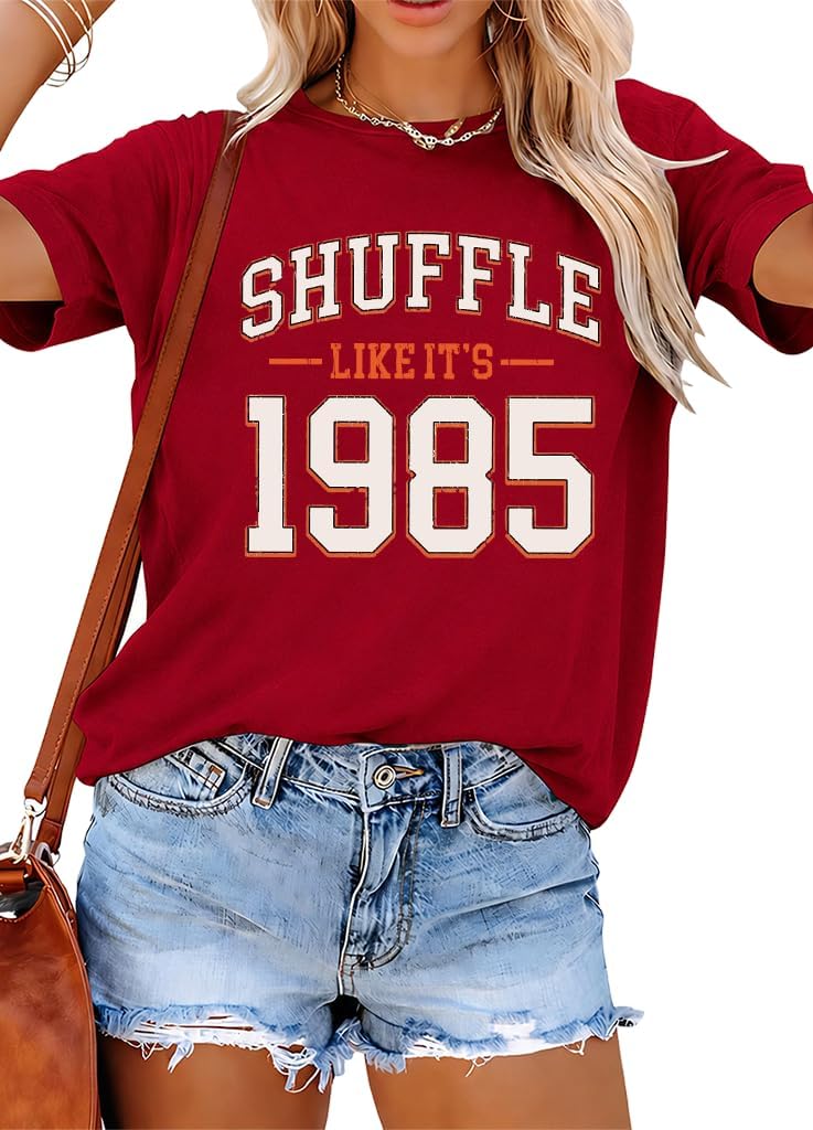 Shuffle Like It's 1985 Shirt, Shuffle Like Its 1985 T-Shirt - Claret-1