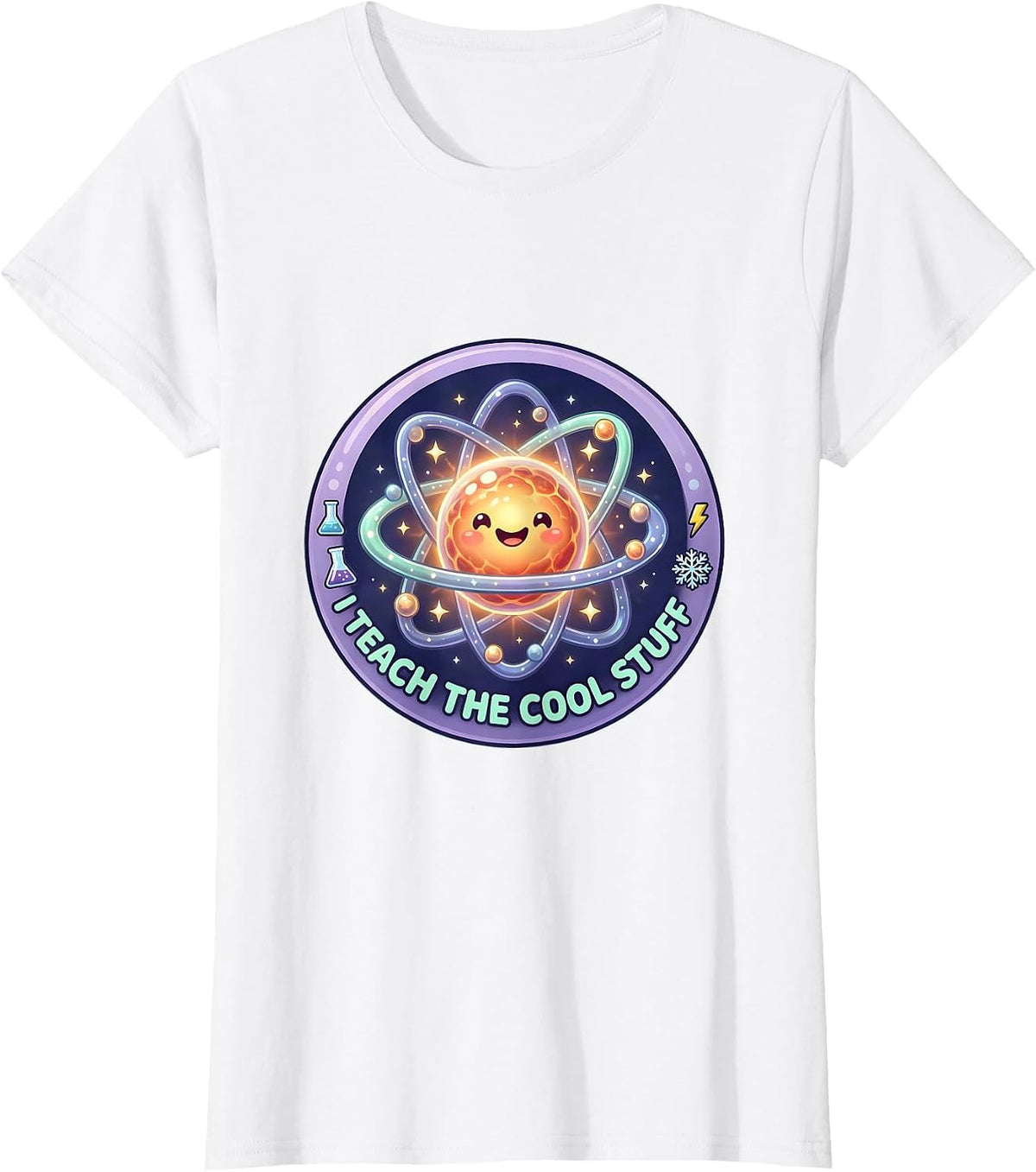 Women's I Teach The Cool Stuff Science Teacher Design T-Shirt - White