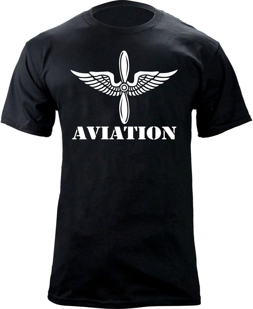 Army Aviation Branch Insignia Winged Propeller Veteran Graphic T-Shirt - Black