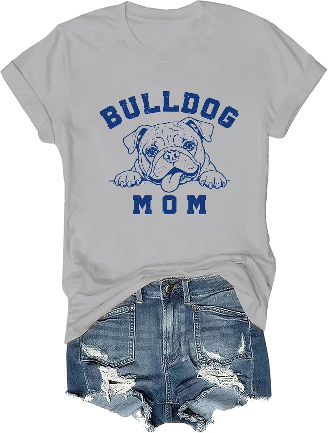 English Bulldog Mom Shirt Dog Lover T-Shirt Bulldog Tee - Grey