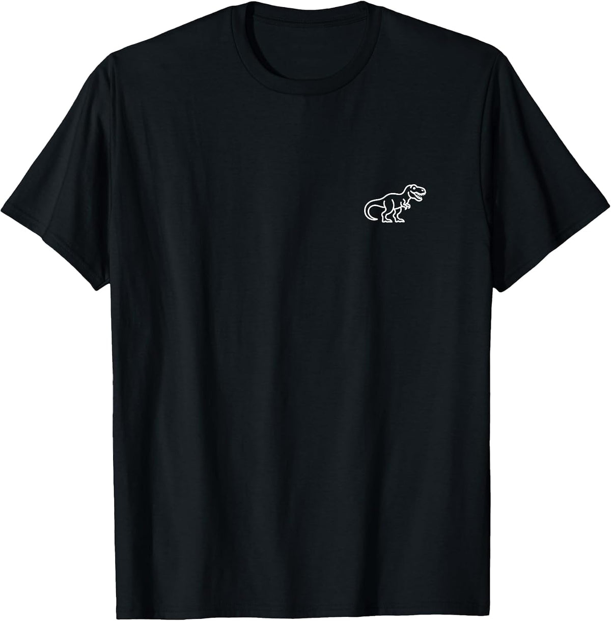 T-Rex Minimalist Badge Patch Line Art Dinosaur T-Shirt - Black